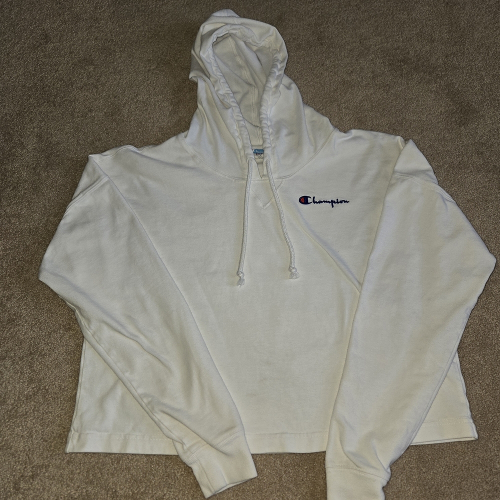 Champion White Crop Hoodie